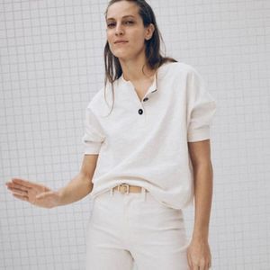 Madewell Women's Ivory Raw Edge Henley Tee XS